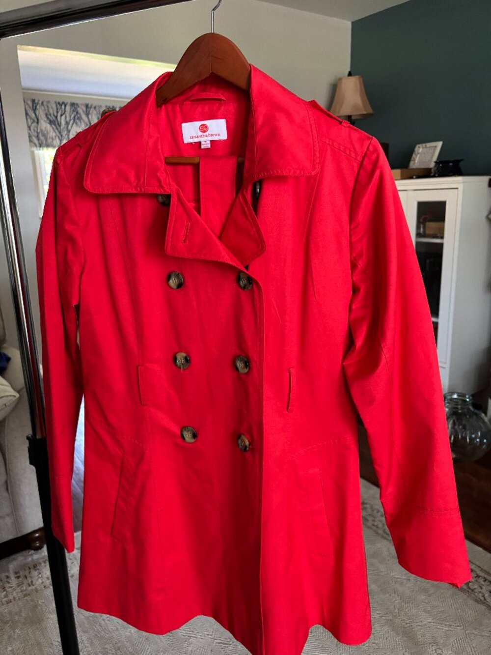 Red rain/trench coat